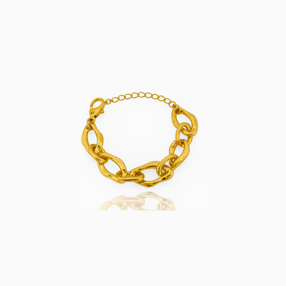 Gold Rope Link Statement Bracelet