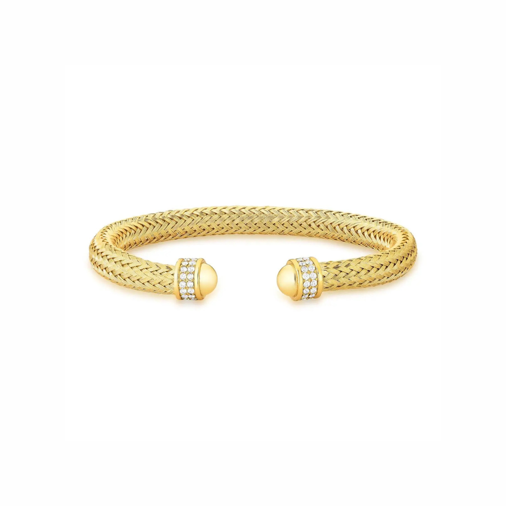 Braided Pavé Open Bangle