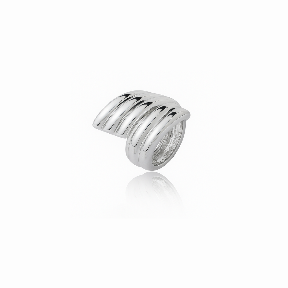 Sculptural Ridged Silver Ring
