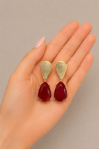 Bossa - Burgundy Accent Gold Earrings