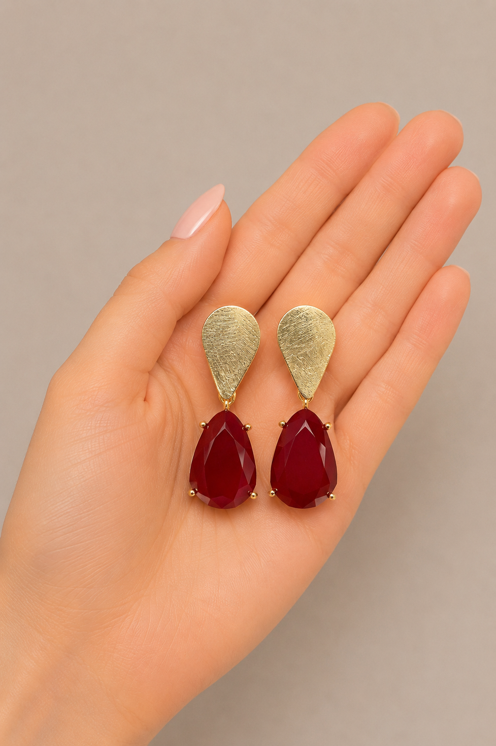 Bossa - Burgundy Accent Gold Earrings
