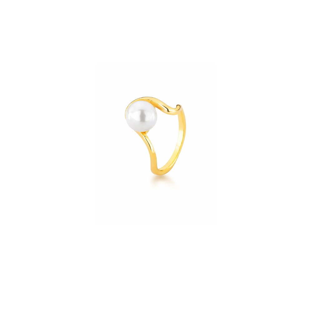 Curved Ring with Shell Pearl