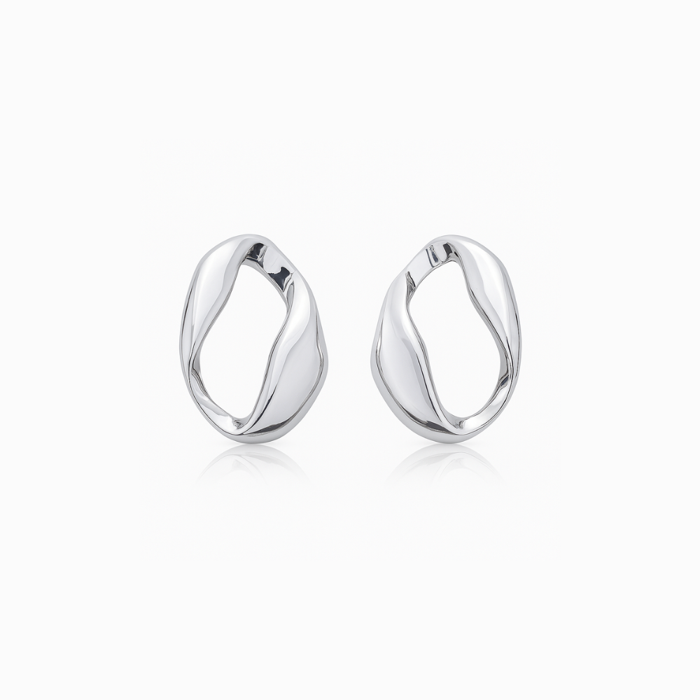 Sculptural Twisted Open Oval Earrings