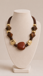 Bossa - Brown Resin Stone Gold Necklace