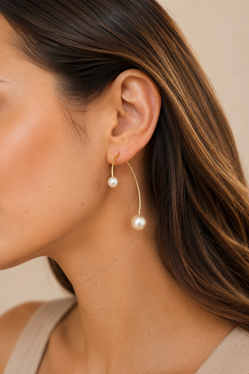 Bossa - Pearl & Gold Drop Earrings