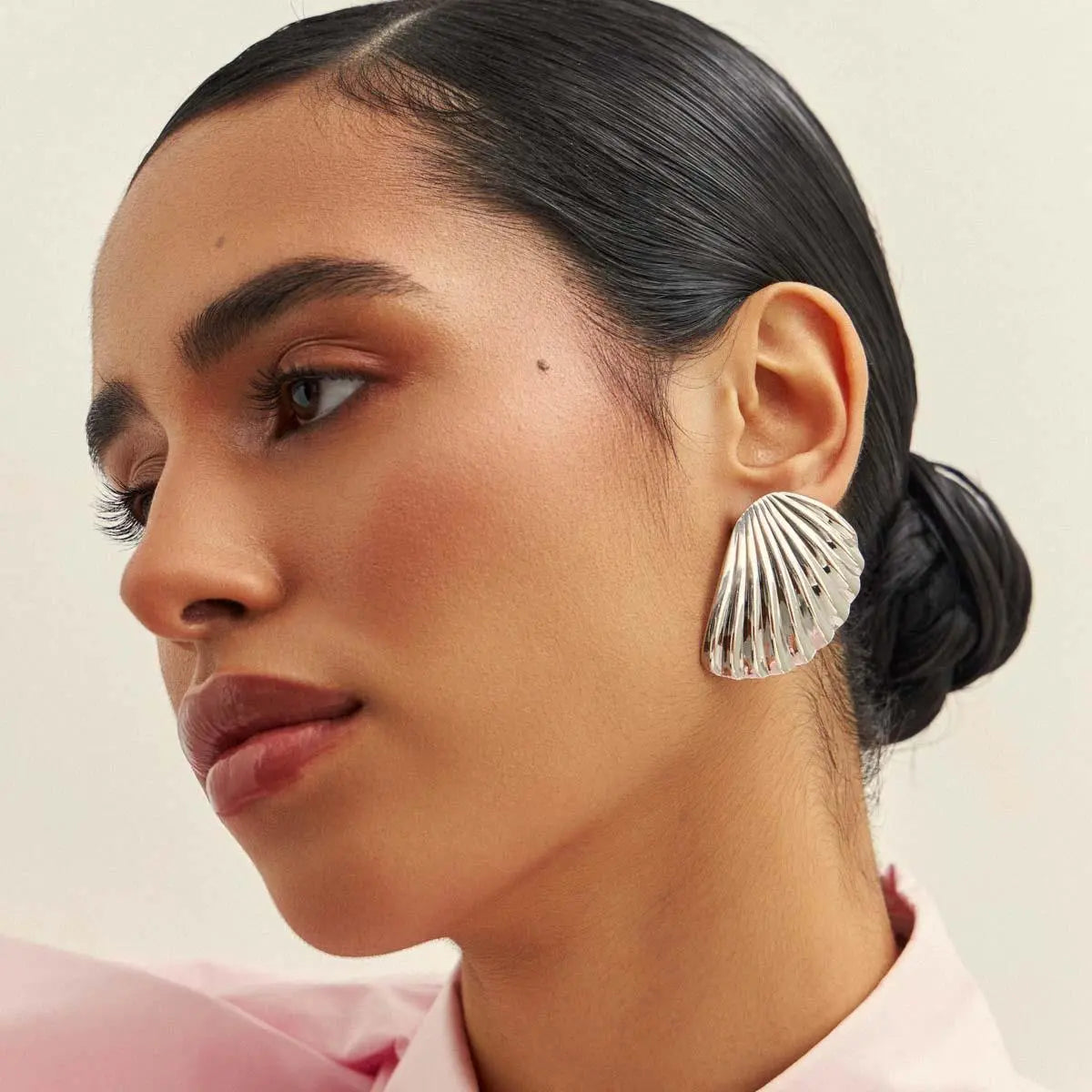 Curved Textured Shell Earrings