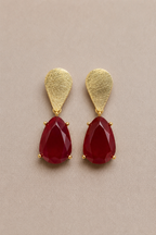 Bossa - Burgundy Accent Gold Earrings