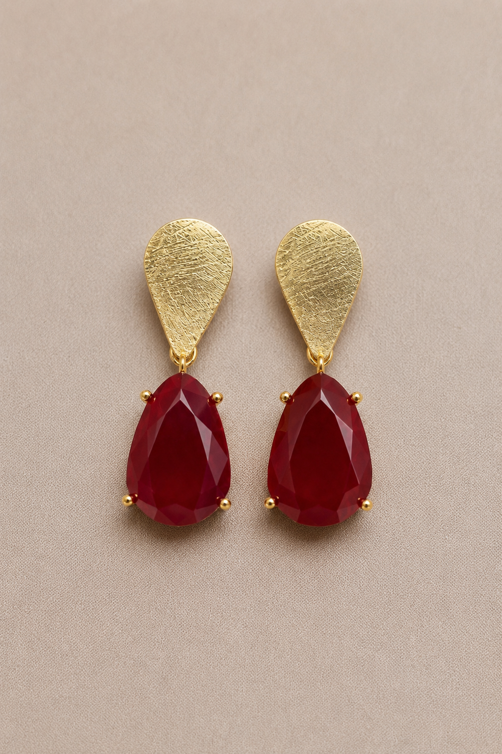 Bossa - Burgundy Accent Gold Earrings