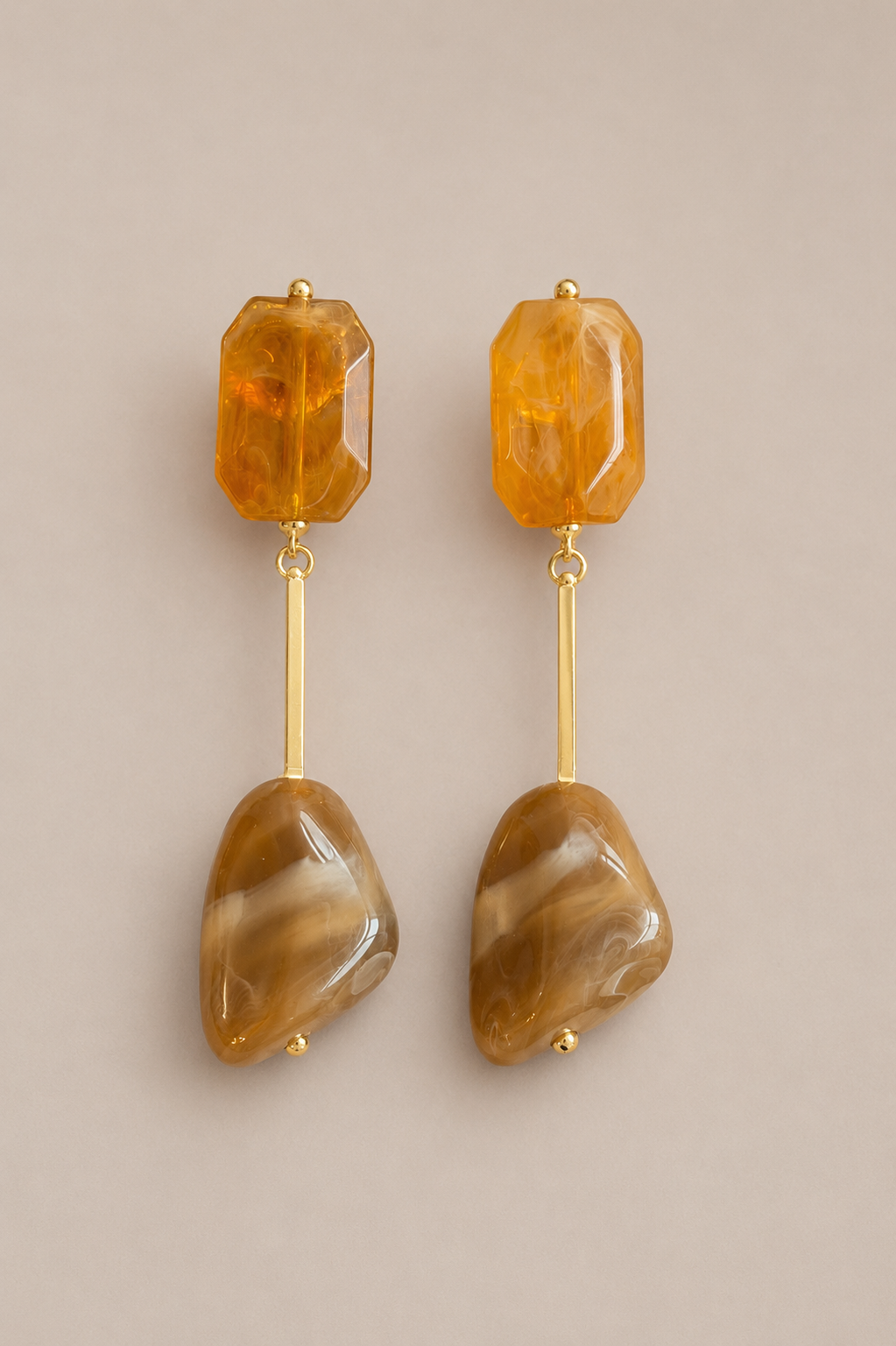 Bossa - Agate Resin & Gold Earrings