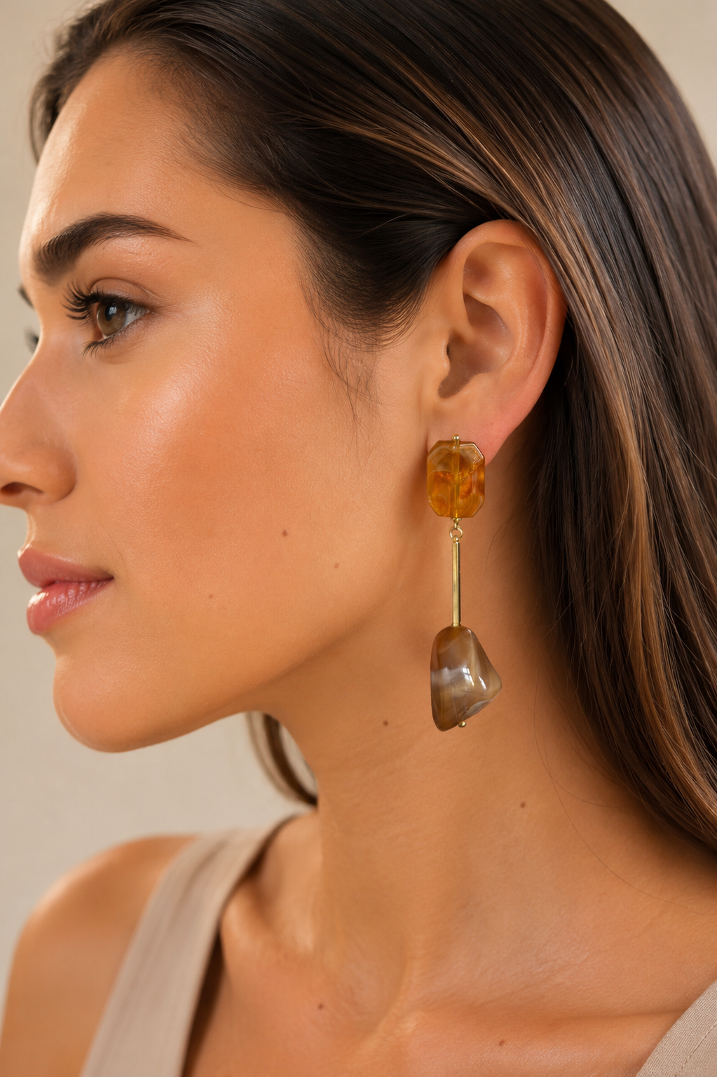 Bossa - Agate Resin & Gold Earrings
