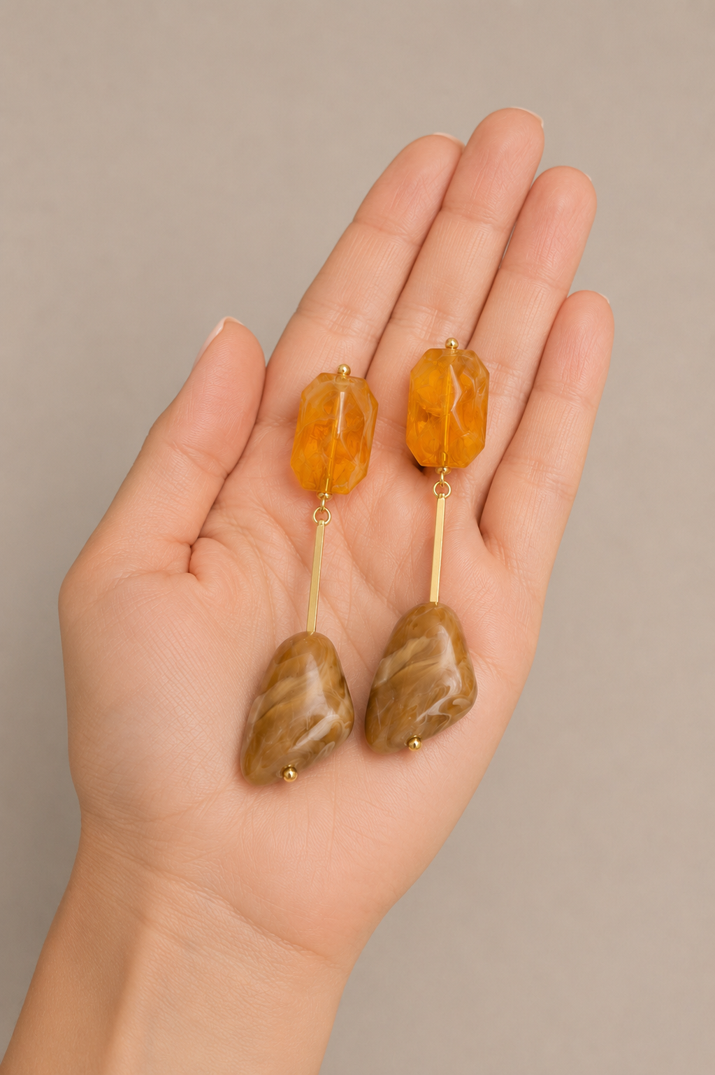 Bossa - Agate Resin & Gold Earrings