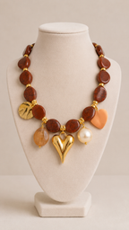 Bossa - Brown Pendant Gold Necklace