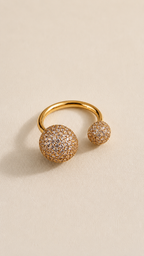 Bossa - Bold Adjustable Gold & Zirconia Ring