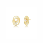 Oval Openwork Earrings with Shell Pearl