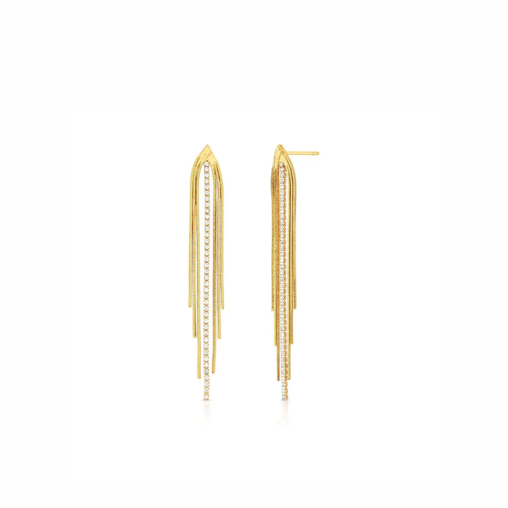 Drop Earrings with Zirconia Row