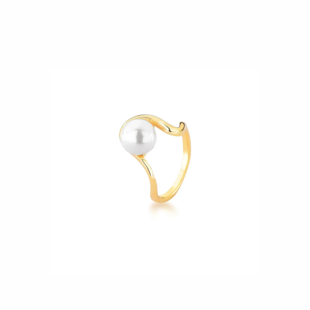 Curved Ring with Shell Pearl
