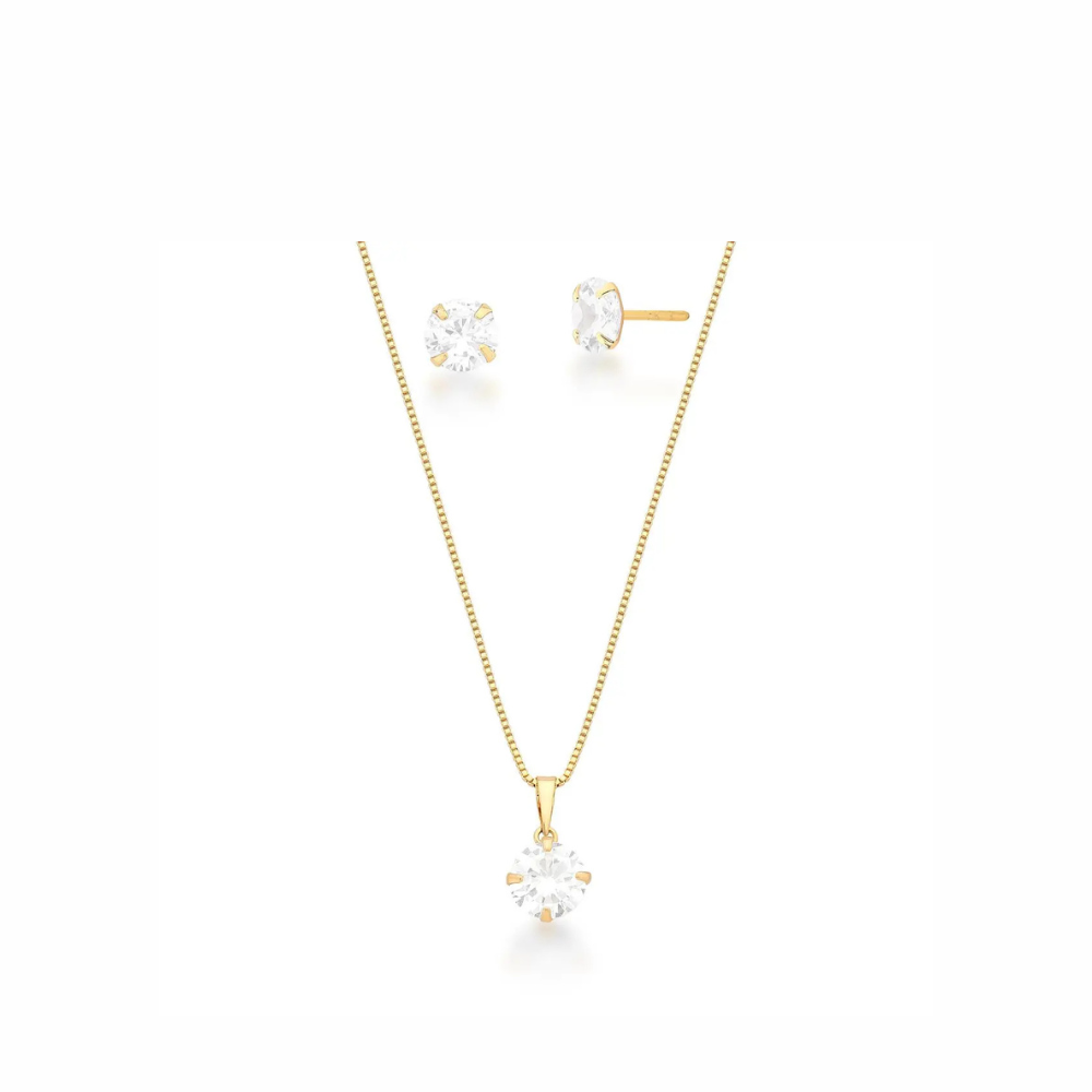 Earring & Necklace Set with Round Pendant
